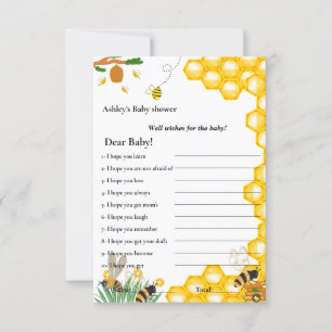 Bumble bee themes wishes for the baby shower game invitation