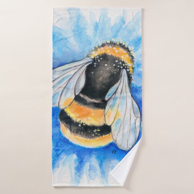Bumble Bee Watercolor Art Bath Towel Set (Bath Towel)