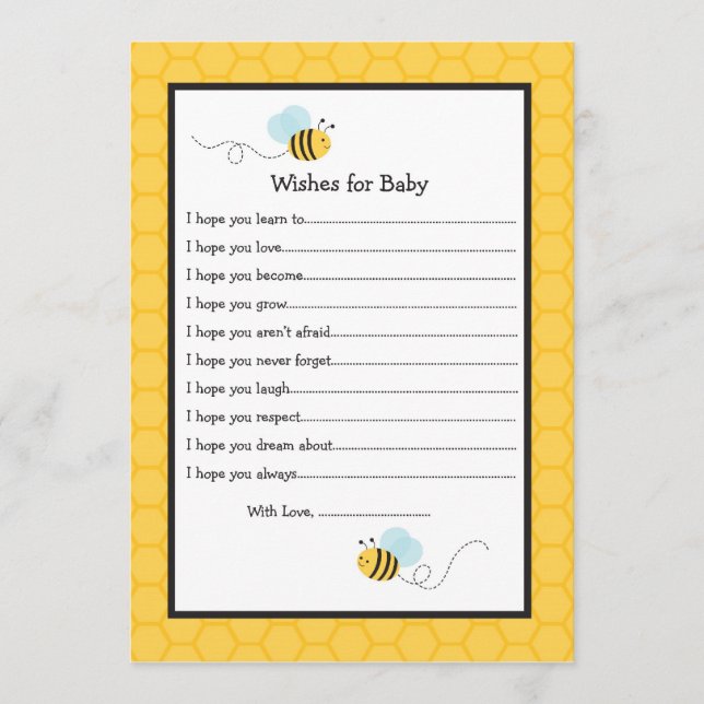 Bumble Bee Wishes for Baby Advice Cards (Front)