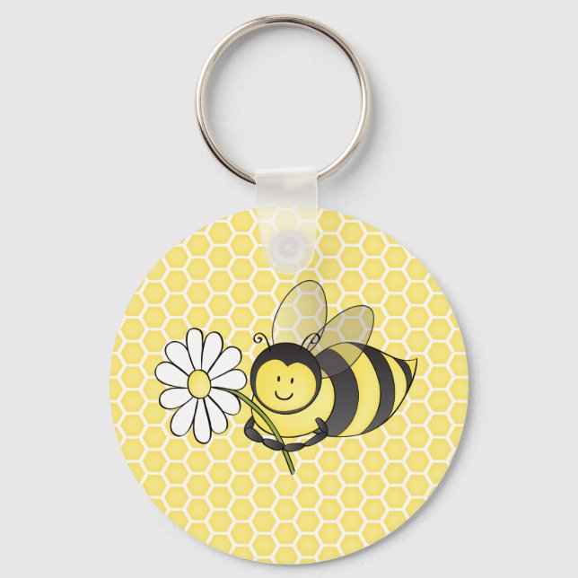 Bumble Bee with Daisy Key Ring (Front)