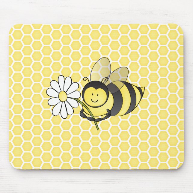 Bumble Bee with Daisy Mouse Mat (Front)