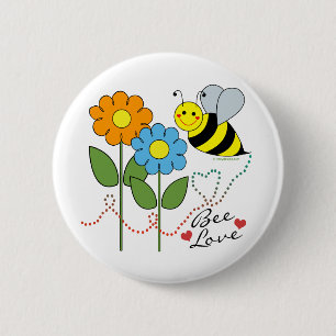 Bumble Bee With Flowers Bee Love 6 Cm Round Badge