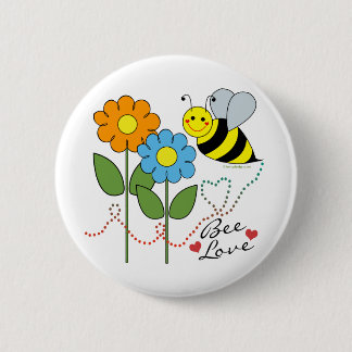 Bumble Bee With Flowers Bee Love 6 Cm Round Badge