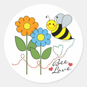 Bumble Bee With Flowers Bee Love Classic Round Sticker