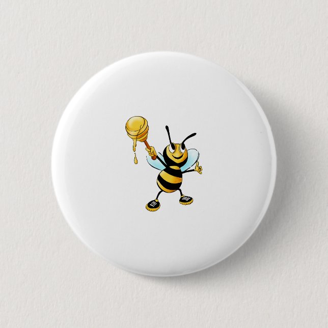 Bumble Bee with Honey 6 Cm Round Badge (Front)