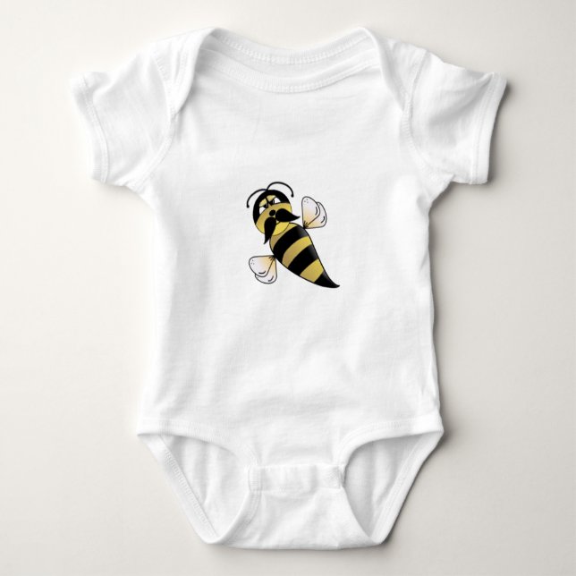 Bumble Bee with Moustache Baby Bodysuit (Front)