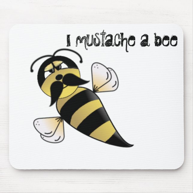 Bumble Bee with Moustache Mouse Mat (Front)