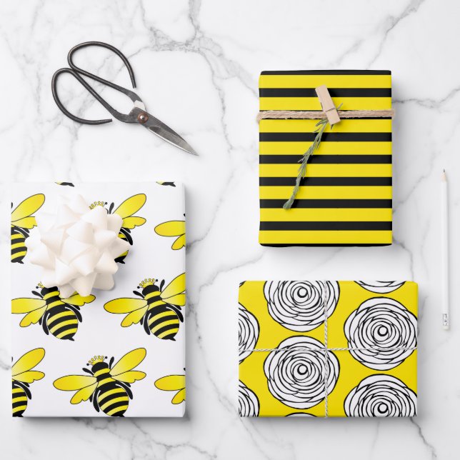 Bumble Bee Wrapping Paper Sheets (Front)