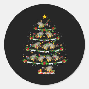 Bumble Bee Xmas Lights Santa Bumble Bee Christmas Classic Round Sticker