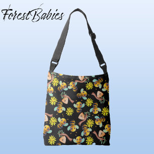 Bumble Bee 🐝 Yellow Daisy Honey Black Floral Crossbody Bag
