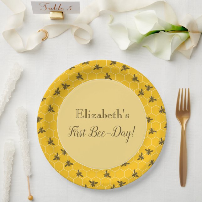 Bumble Bees and Honeycomb Birthday Paper Plates (Wedding)