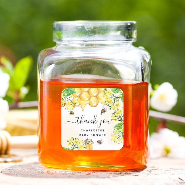 Bumble bees Baby shower floral honey thank you Classic Round Sticker (Creator Uploaded)