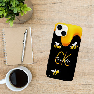 Bumble bees black honey dripping monogram iPhone 15 pro case
