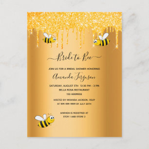 Bumble bees bride to bee glitter bridal shower postcard