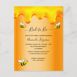 Bumble bees bride to bee honey drips bridal shower postcard