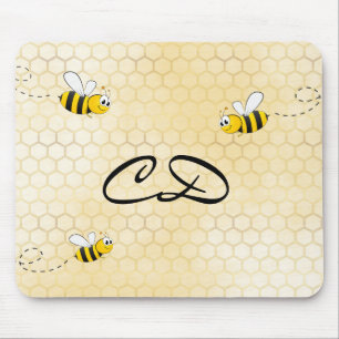 Bumble bees cute honeycomb fun humour monogram mouse mat