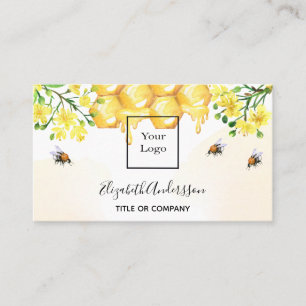 Bumble bees honey yellow florals logo business card