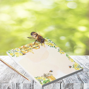 Bumble bees honey yellow florals name business notepad