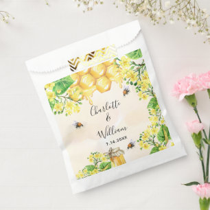 Bumble bees honey yellow florals wedding  favour bags
