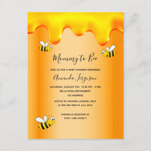 Bumble bees Mummy to bee gold honey baby shower Postcard