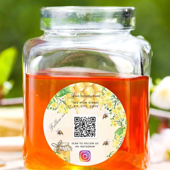 Bumble bees yellow floral business social media classic round sticker (Creator Uploaded)