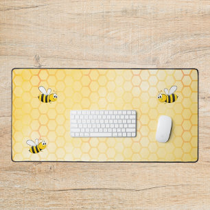 Bumble bees yellow honeycomb summer desk mat