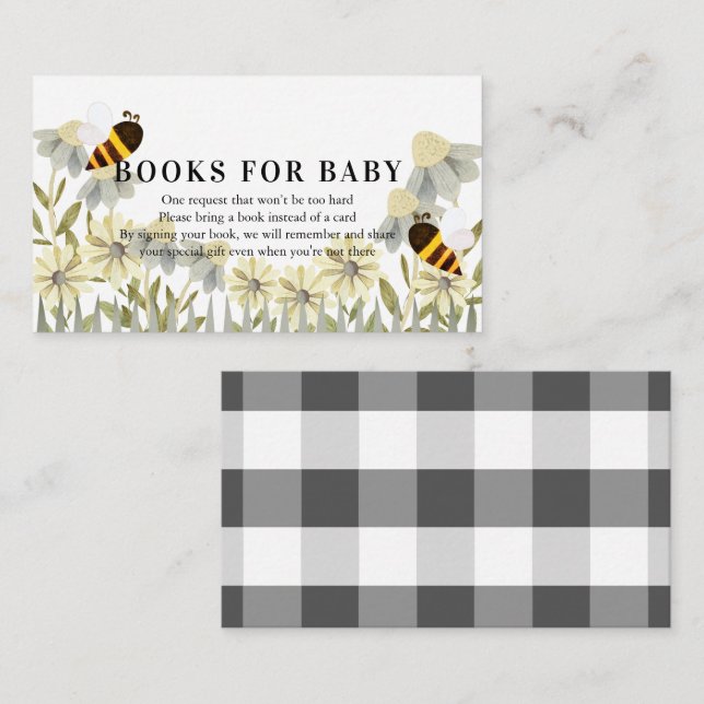 Bumble/Honey Bee Baby Shower Book Request Enclosure Card (Front/Back)