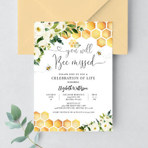 Bumble Honey Bee Celebration of Life Memorial Invitation