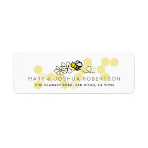 Bumble / Honey Bee & Daisy White Address Label