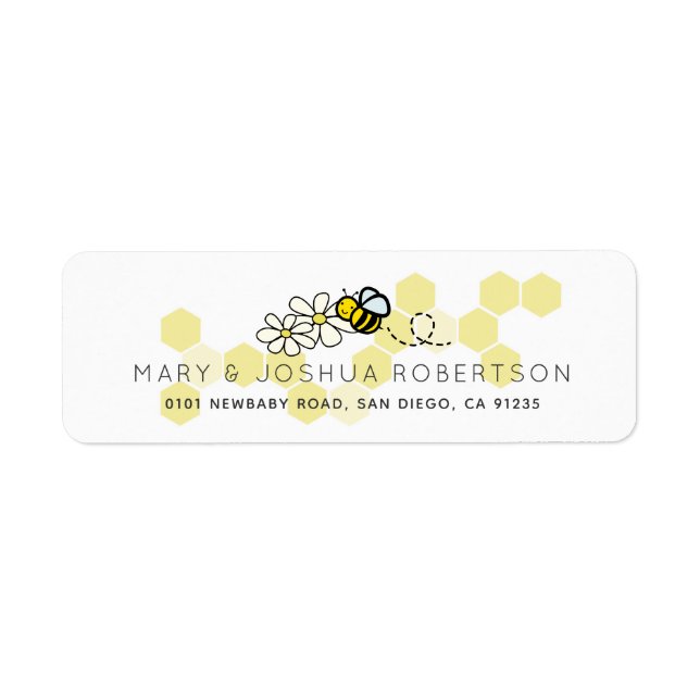 Bumble / Honey Bee & Daisy White Address Label (Front)