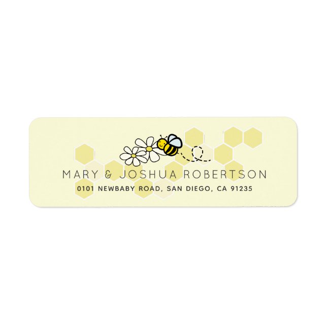 Bumble / Honey Bee & Daisy Yellow Address Label (Front)