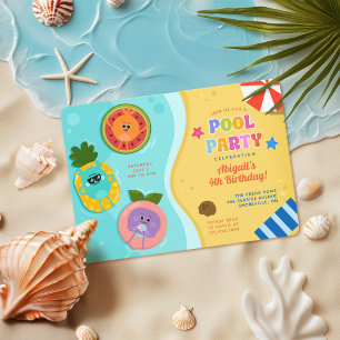 Bumble Nums Summer Pool Party Birthday Invitation