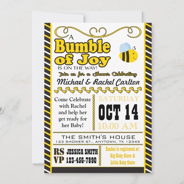 Bumble of Joy Baby Shower Invitation (Front)