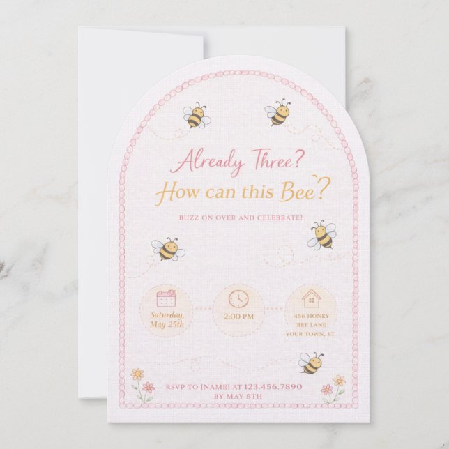 "Bumblebee" 3rd Birthday Invite (Front)