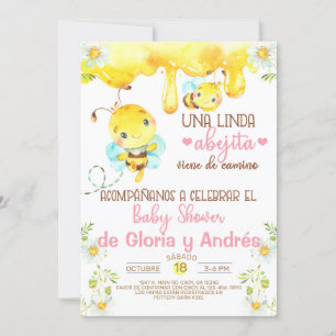 Bumblebee abejita baby shower invitation, Spanish. Invitation
