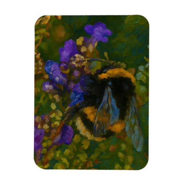 Bumblebee Among Purple Blooms Magnet (Vertical)