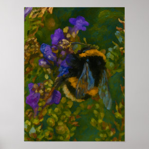 Bumblebee Among Purple Blooms Poster