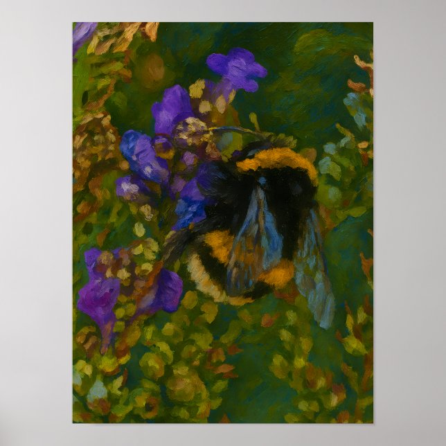Bumblebee Among Purple Blooms Poster (Front)