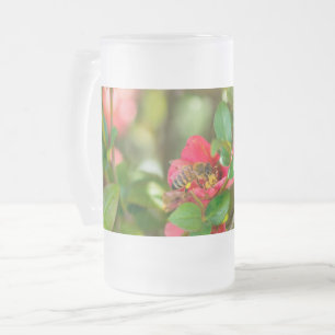 Bumblebee And Azalea Frosted Glass Beer Mug