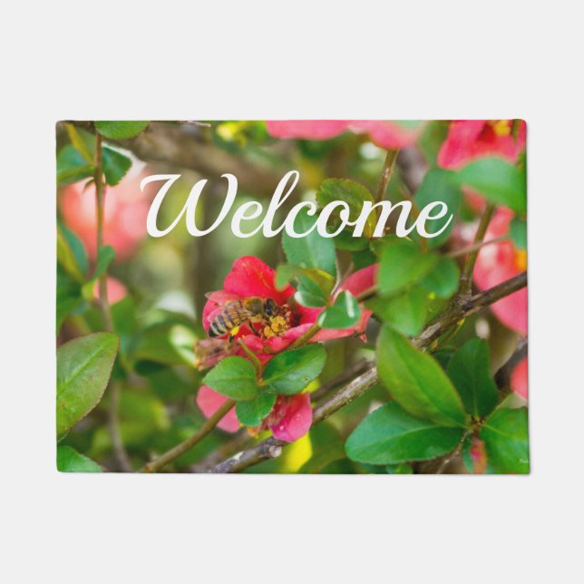 Bumblebee And Azalea Welcome Doormat (Front)