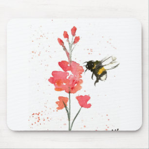 Bumblebee and flower mouse mat