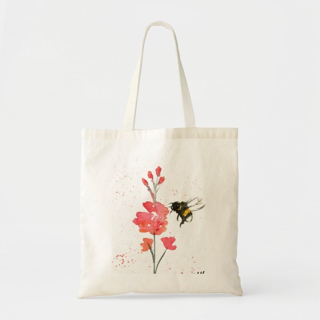 Bumblebee and flower tote bag (Front)