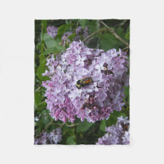 Bumblebee and Lilac Tree Fleece Blanket