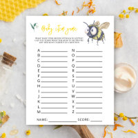 Bumblebee - Baby Item Game. Baby Shower Game