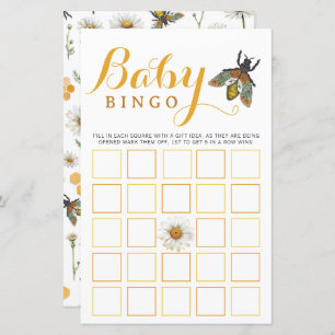 Bumblebee Baby Shower Baby Bingo Game