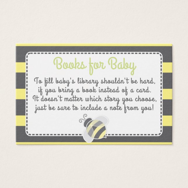 Bumblebee Baby Shower Book Request Card (Front)