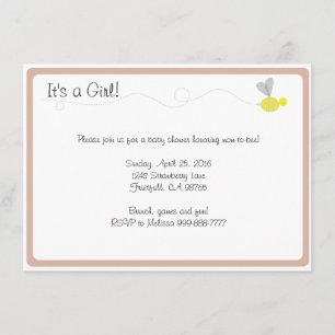 Bumblebee Baby Shower Pink Trim Invitation