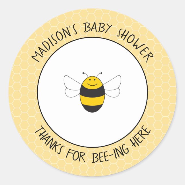 Bumblebee baby shower thank you stickers for favou (Front)