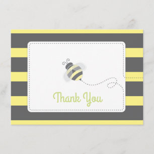 Bumblebee Baby Shower Thank You yellow and black Card
