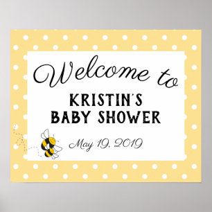 Bumblebee baby shower welcome sign poster - large